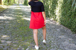 Carregar imagem no visualizador da galeria, Vestido Ponto Roma - Horizontal - Preto e Vermelho
