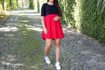 Carregar imagem no visualizador da galeria, Vestido Ponto Roma - Horizontal - Preto e Vermelho
