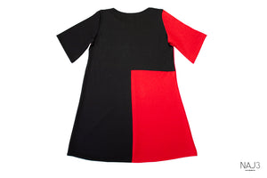Knit stitch Dress - Inverted - Black and Red