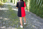 Cargar imagen en el visor de la galería, Vestido Punto Roma - Invertido - negro y rojo
