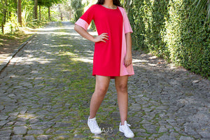 Abito Roma Stitch - Verticale - rosa e rosso
